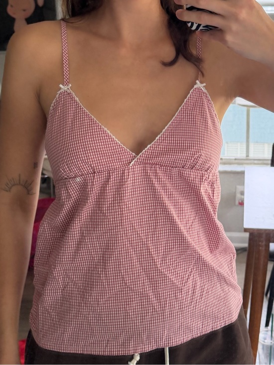 Brandy Melville Tops - Brandy Melville Gingham V-Neck Cami Top